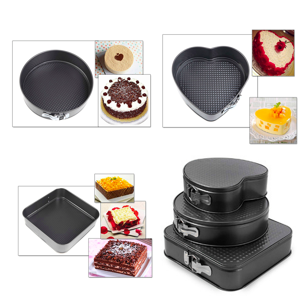Juego de 3 Moldes Desmontables para Pasteles