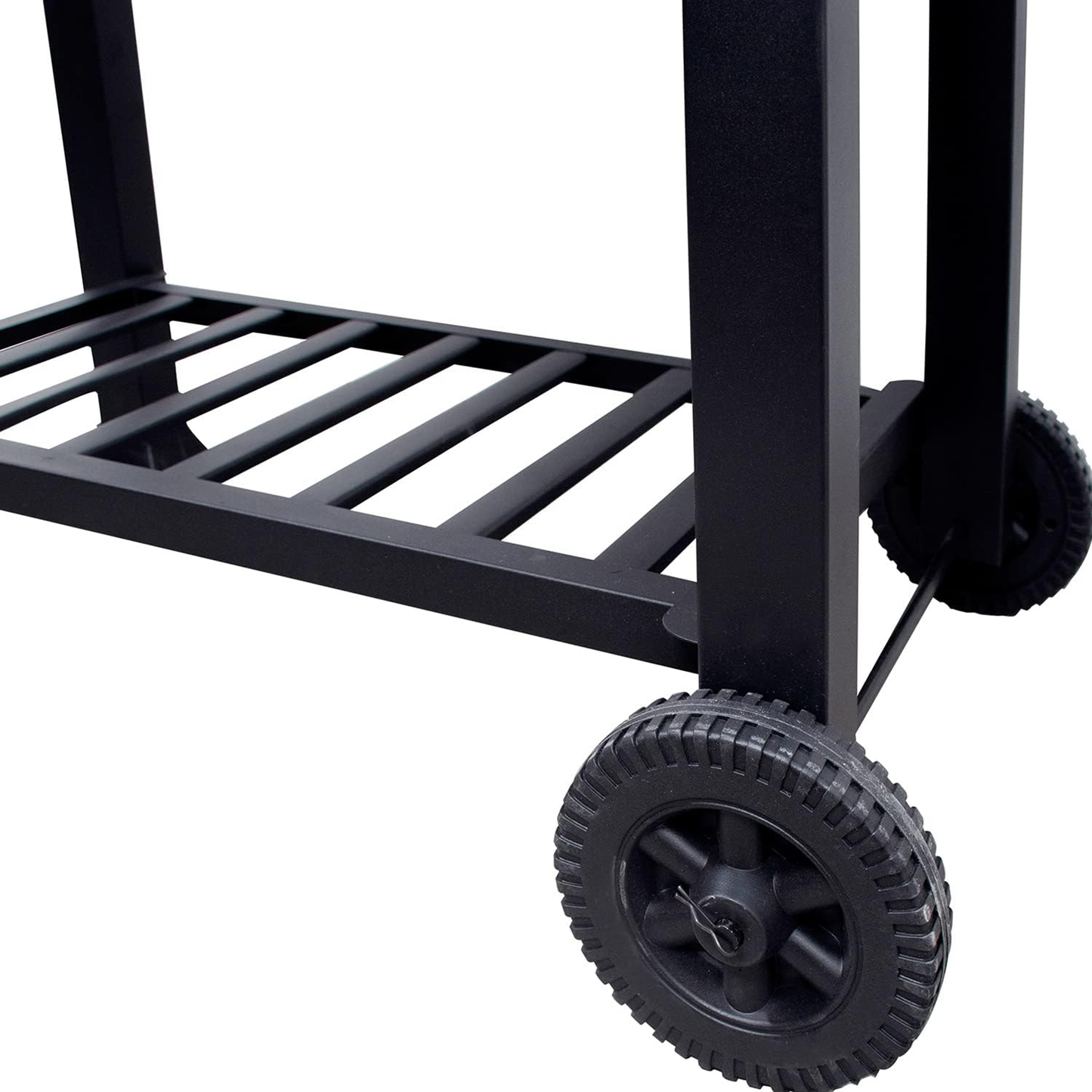 Asador de Hierro Deluxe con Ruedas y Mesa Lateral