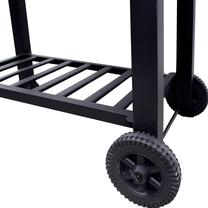 Asador de Hierro Deluxe con Ruedas y Mesa Lateral