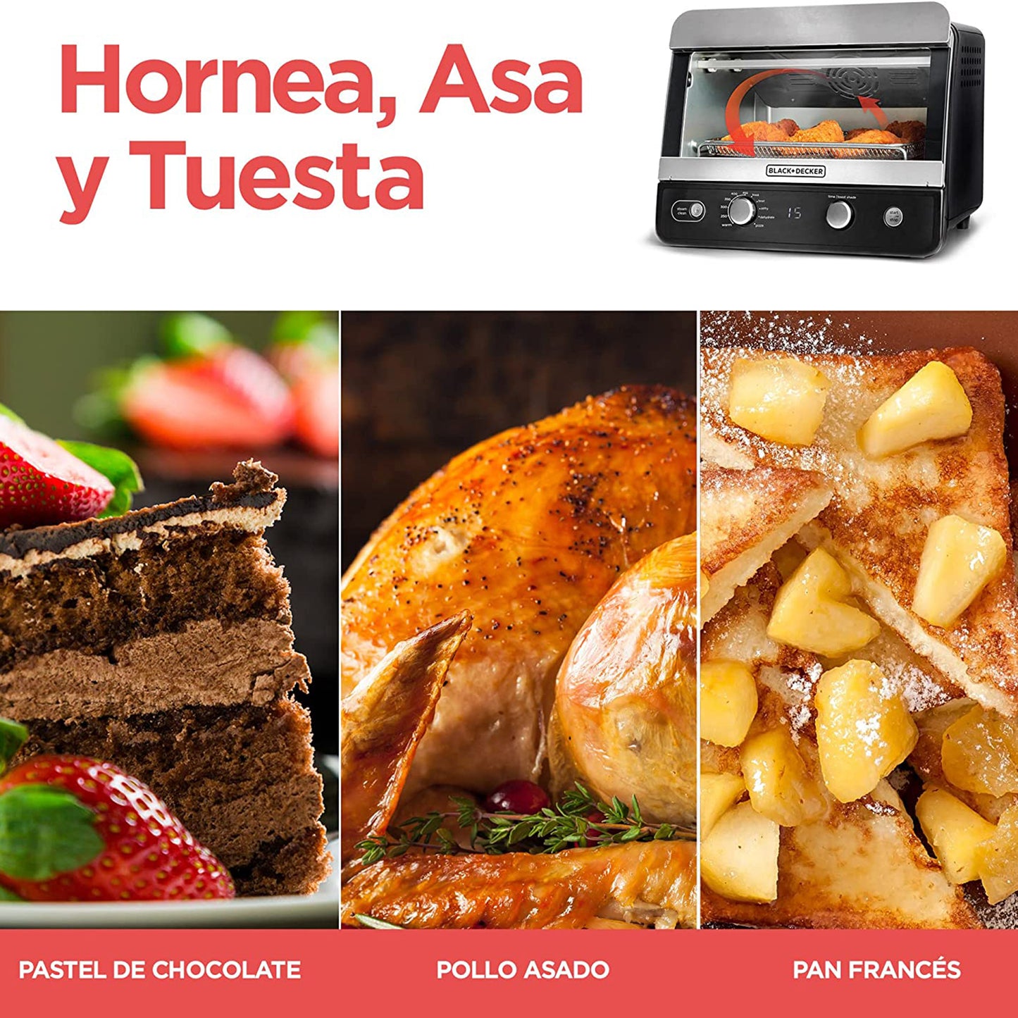 Horno Freidora B+D 19 L  Mod. TOD6020B-LA 8 Funciones