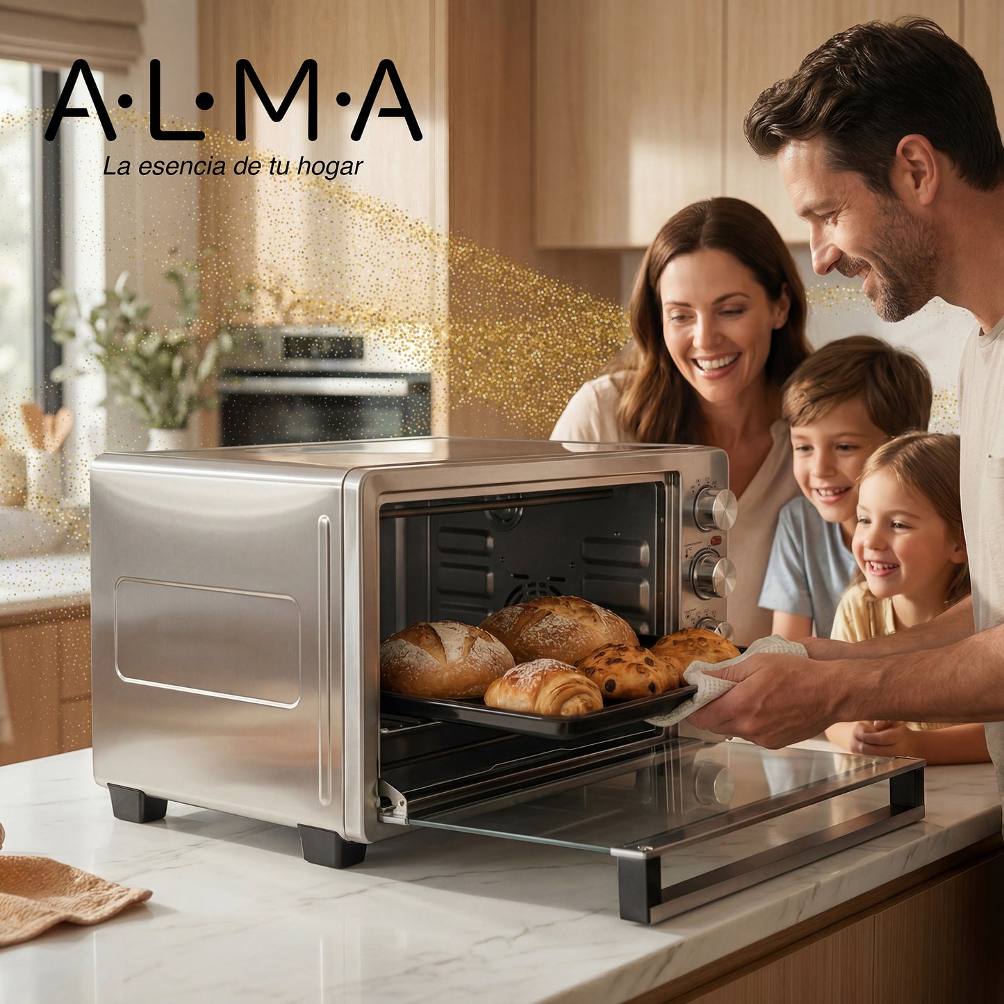 Horno Rostizador de Convección ALMA 33L Doble Rejilla 1500W