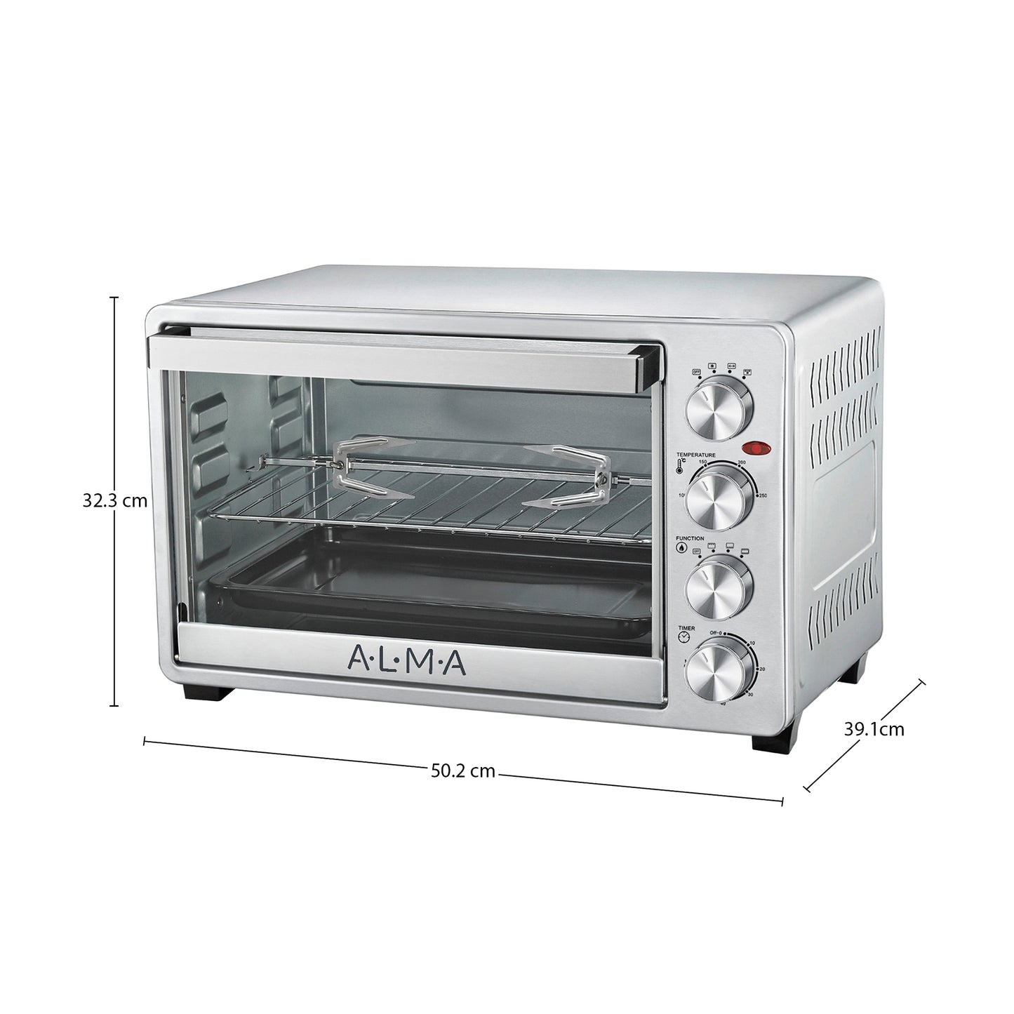 Horno Rostizador de Convección ALMA 33L Doble Rejilla 1500W