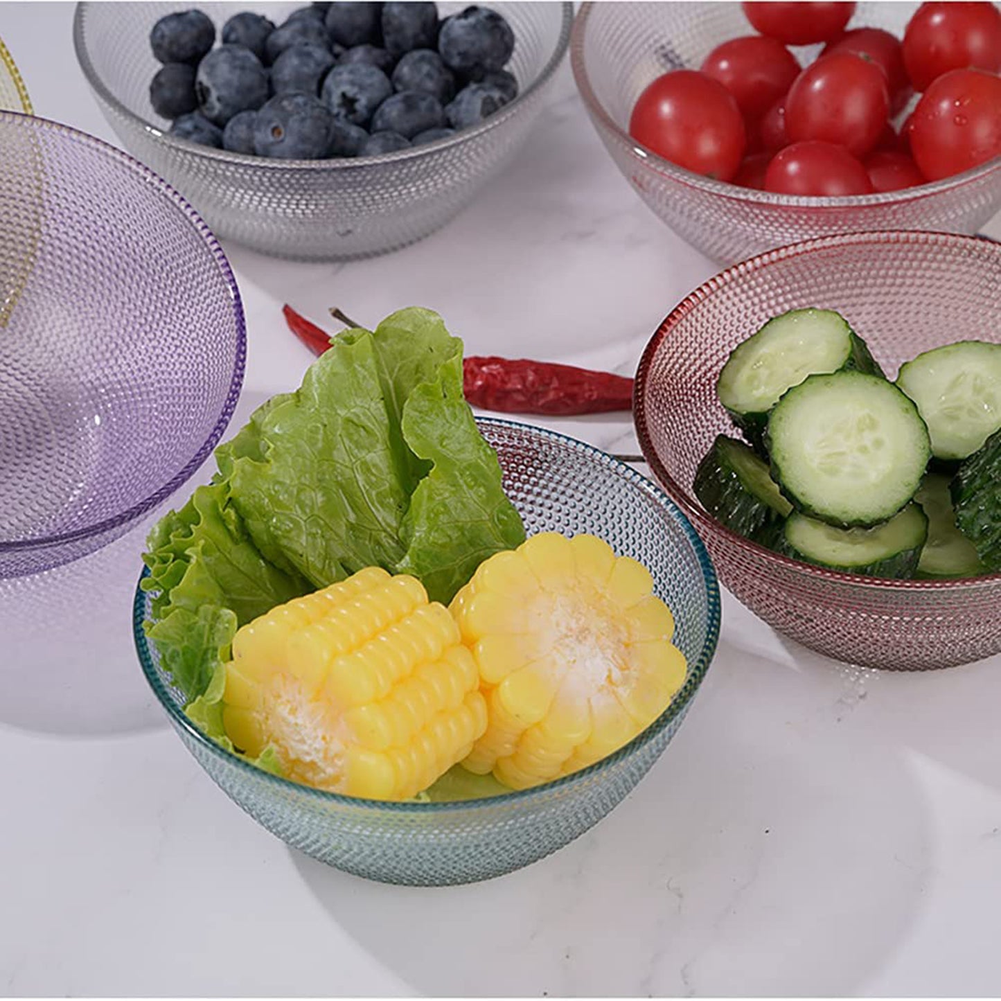 Juego de 6 Bowls de Cristal Multicolor de 250 ML