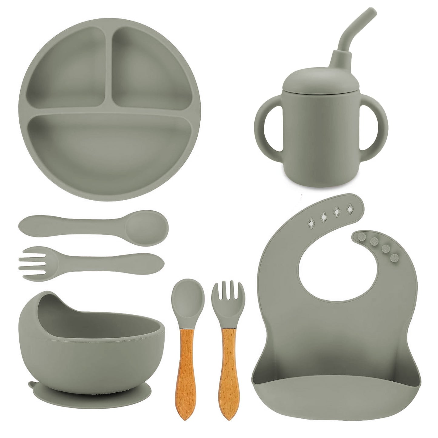 Juego de babero y accesorios de silicón Aquila baby