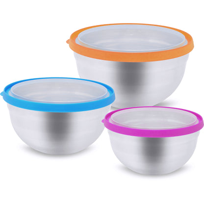 Juego de 3 Tazones Colors Acero Inoxidable con Tapa