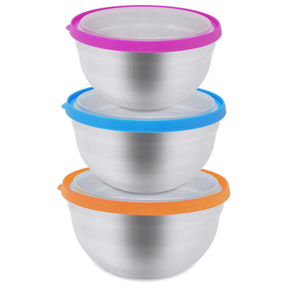 Juego de 3 Tazones Colors Acero Inoxidable con Tapa