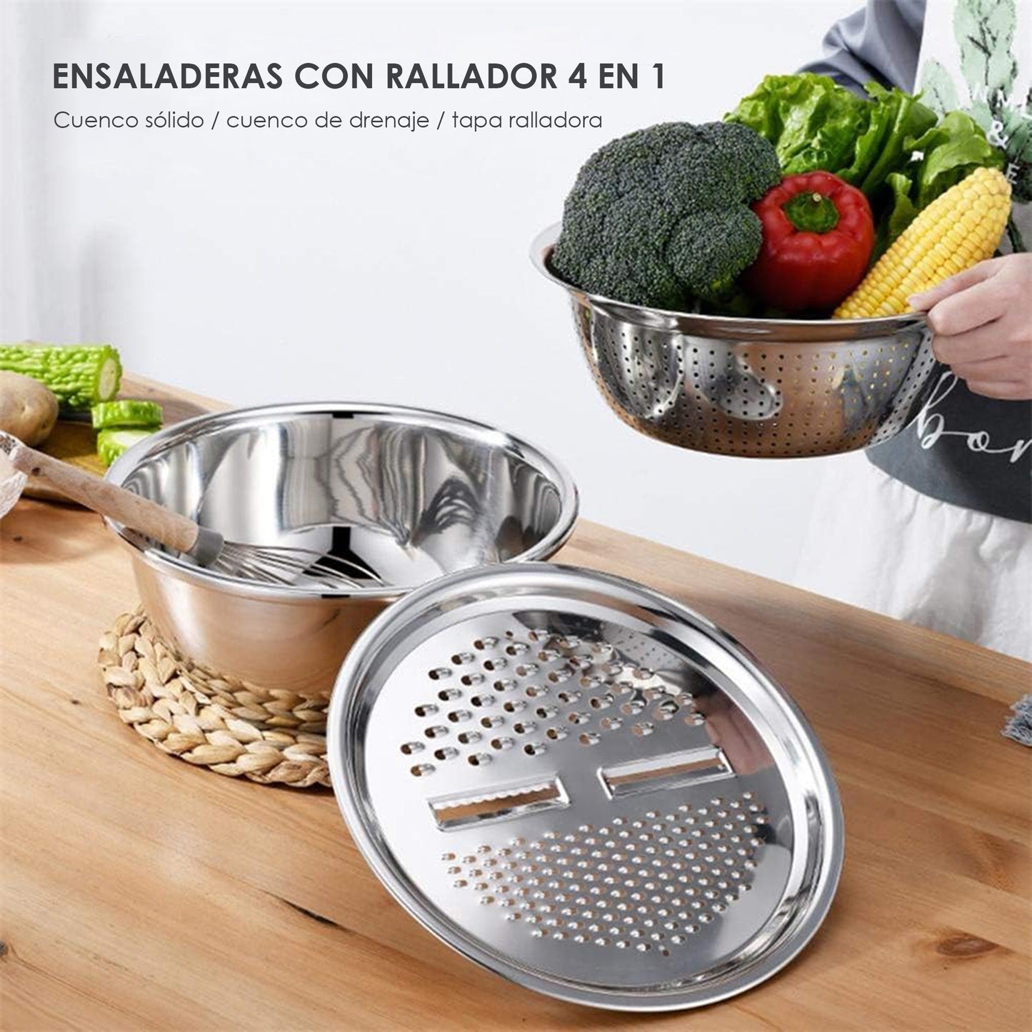 Juego de Ensaladeras Multifuncional 3 en 1 Aquila