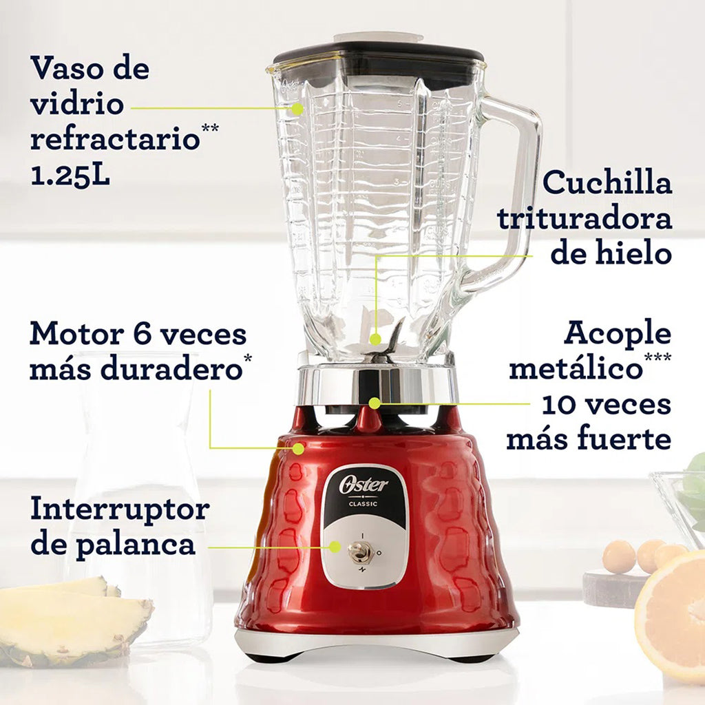 Licuadora Oster Clásica Reversible 1.25 litros VV Rojo BH