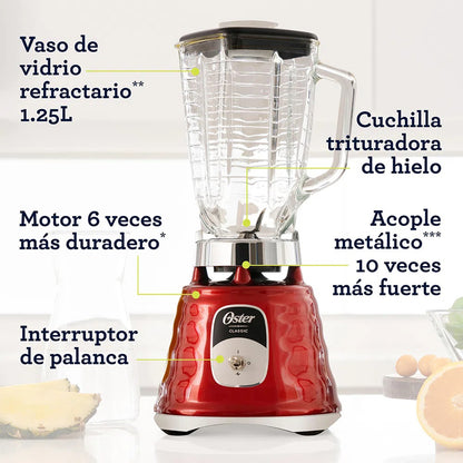 Licuadora Oster Clásica Reversible 1.25 litros VV Rojo BH