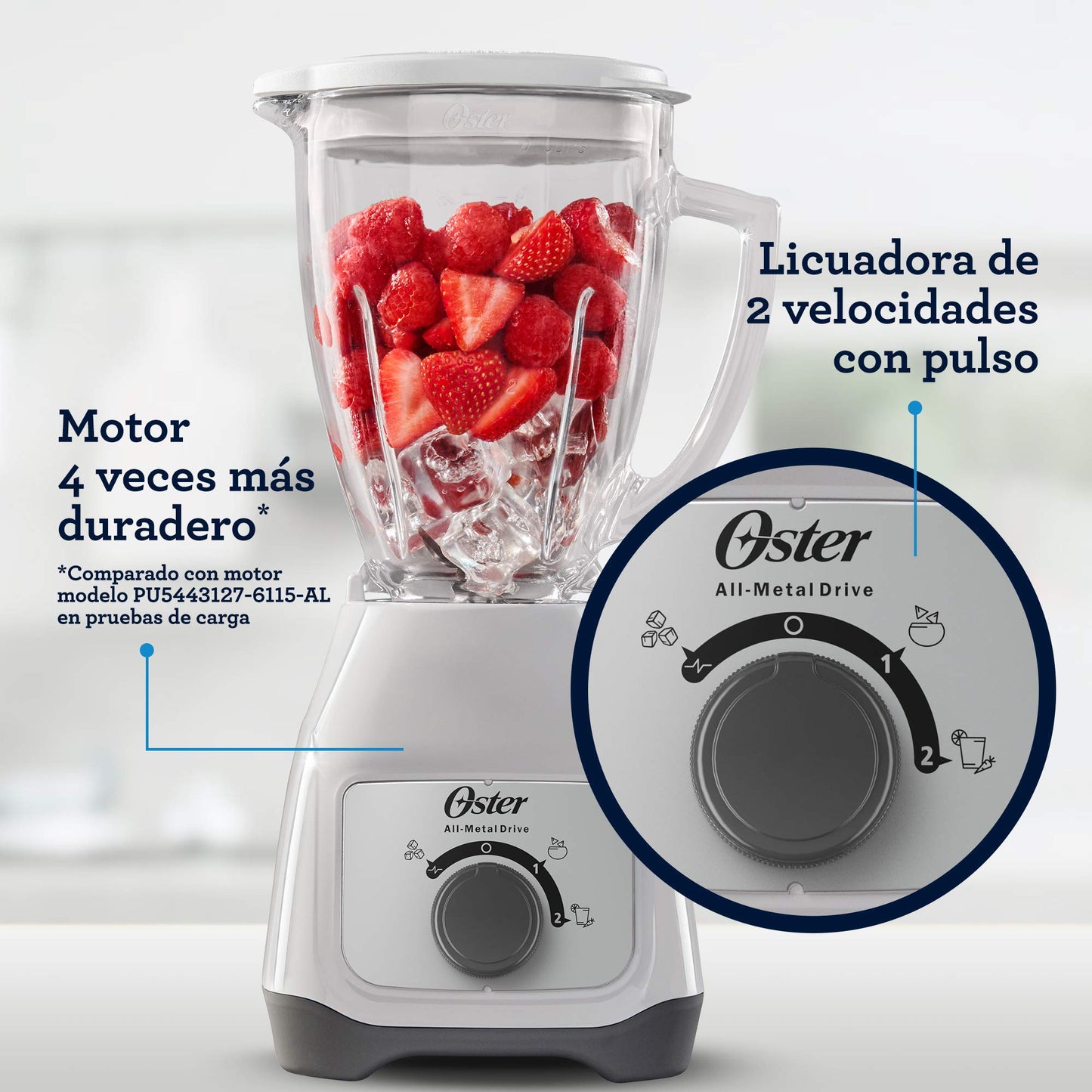 Licuadora Oster Lite Soho 1.5 Litros Perilla Blanco VV