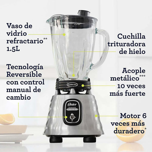 Licuadora Oster Clásica Reversible 1.5 litros VV Cromo