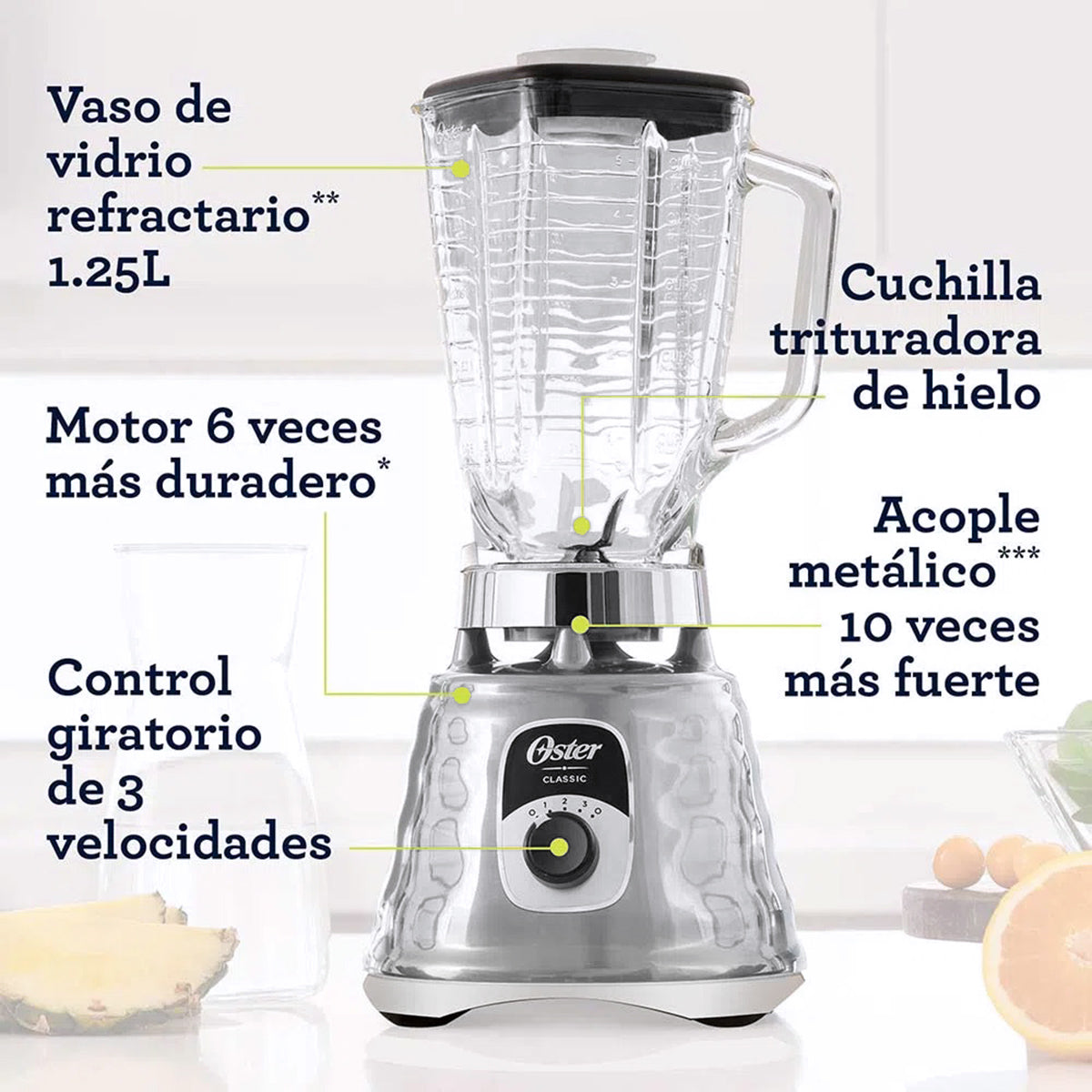 Licuadora Oster Clásica Rotary 3 Velocidades Plata