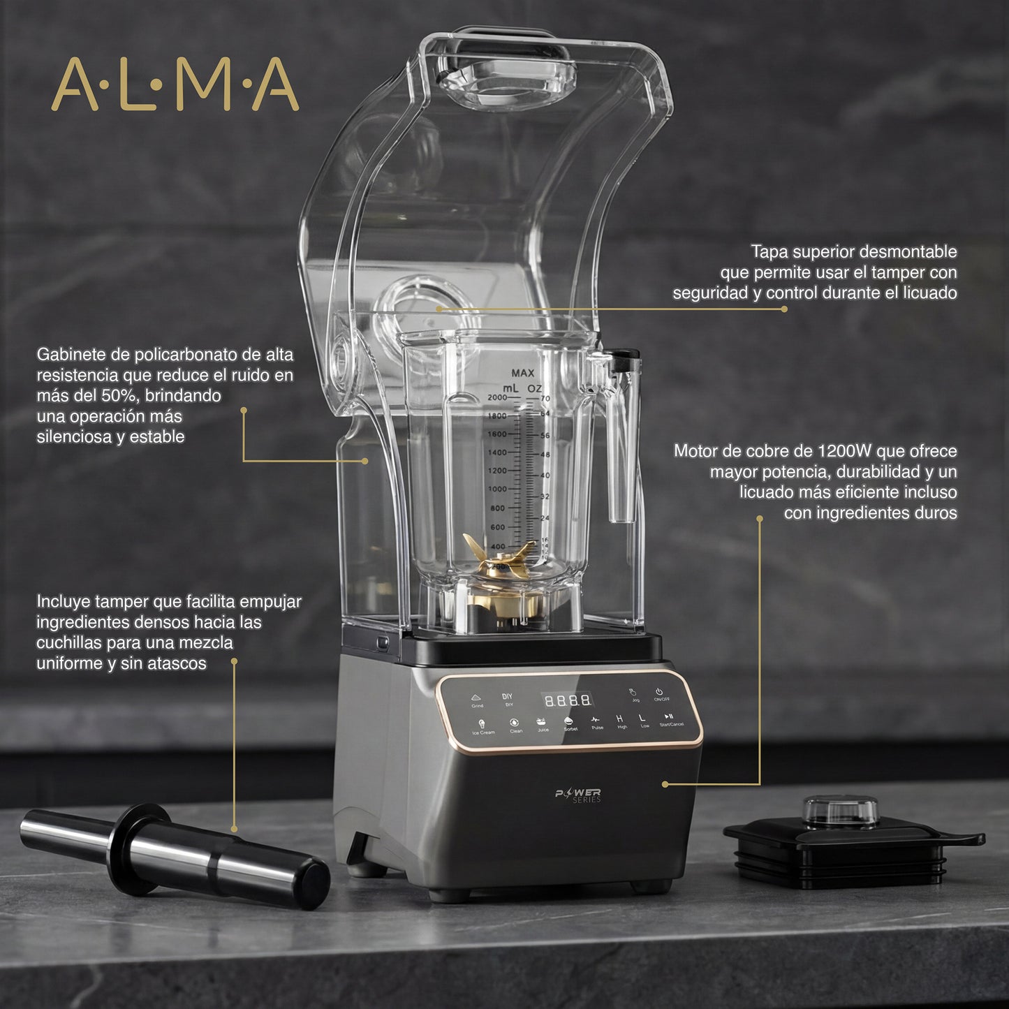 Licuadora Profesional Gabinete ALMA 2 L 1200W POWER SERIES