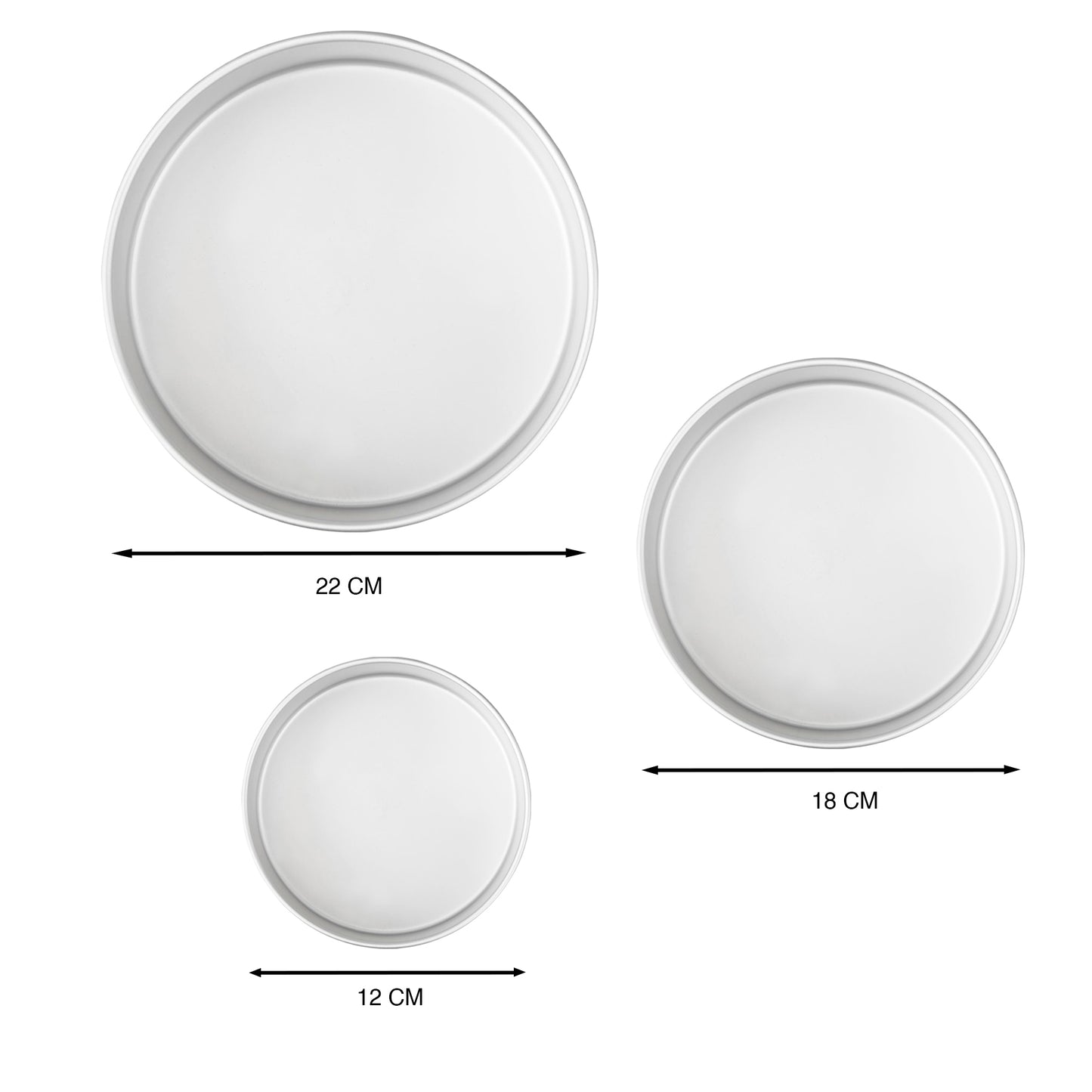 Set de 3 Moldes para Pastel Redondos 12/18/22 cm de Aluminio Aquila