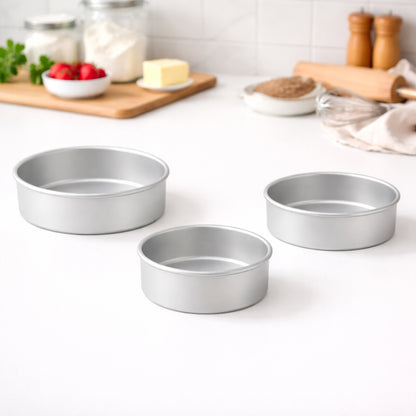 Set de 3 Moldes para Pastel Redondos 12/18/22 cm de Aluminio Aquila