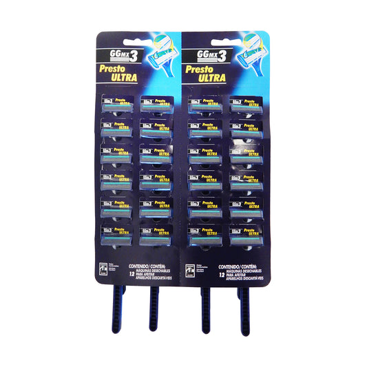 Rastrillo desechable de 3 Hojas para Caballero con 24 piezas