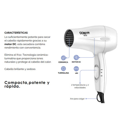 Secadora para Cabello Conair Cerámica y Turmalina 1875W