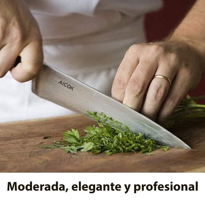 Juego de cuchillos Aicok 6 Pzas de Acero Inox con Bloque