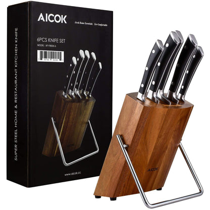 Juego de cuchillos Aicok 6 Pzas de Acero Inox con Bloque