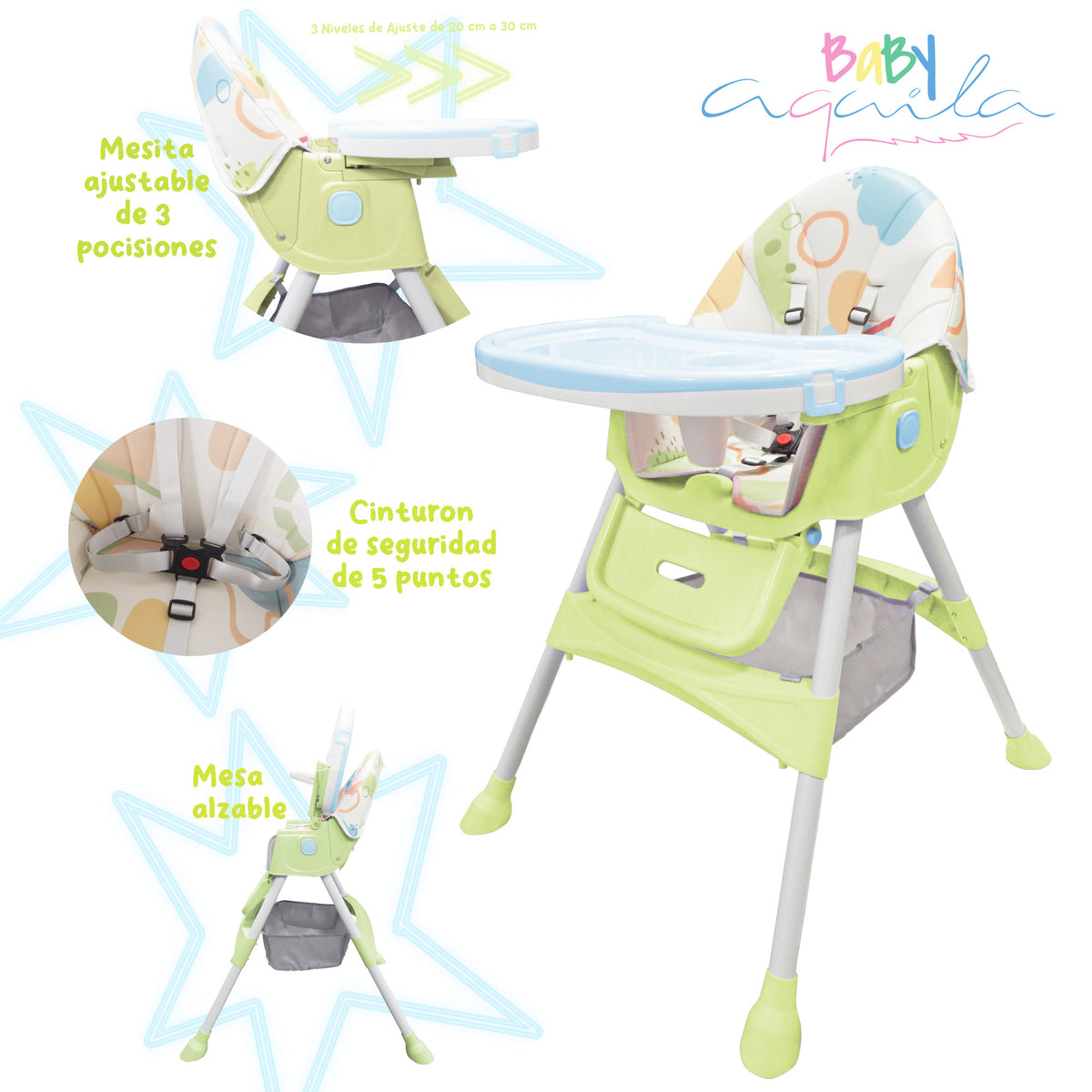 Silla periquera Alta 3 en 1 con Ruedas Aquila