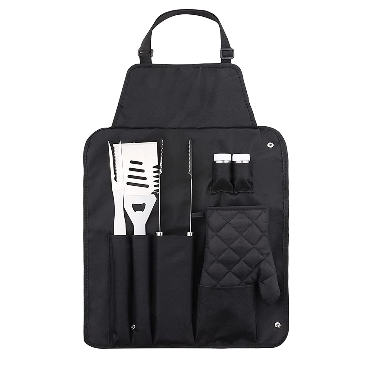 Delantal con Utensilios de Asador de Acero Inoxidable 2 en 1