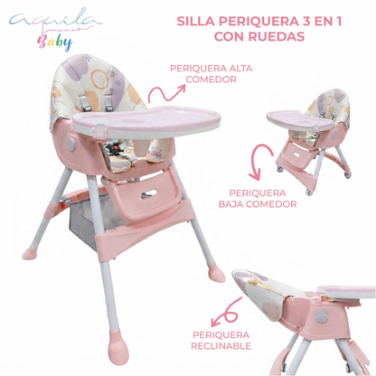 Silla periquera Alta 3 en 1 con Ruedas Aquila